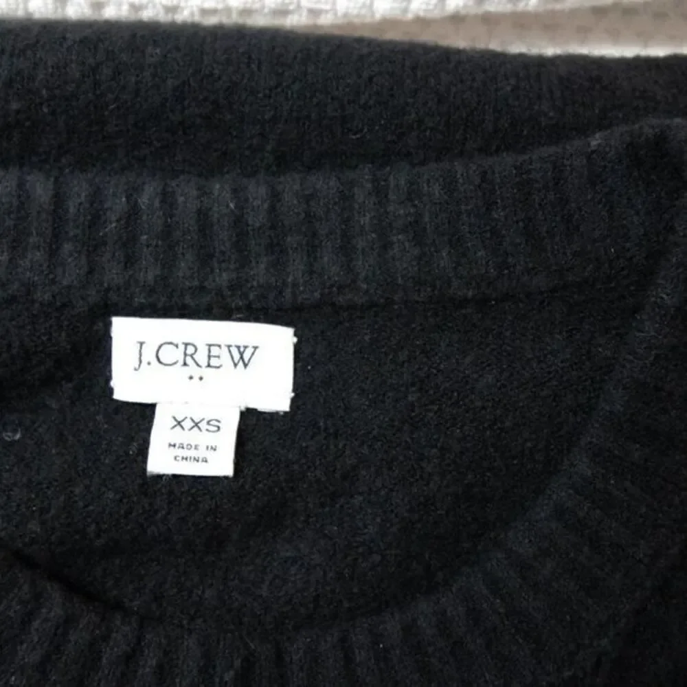 NWOT J. Crew crewneck‎ wool-blend long-sleeve sweater, Black, XXS